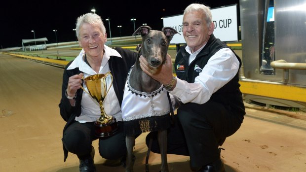 Rose and Gerry Kleeven with Luca Neveelk after winning the 2014 Geelong Gold Cup.