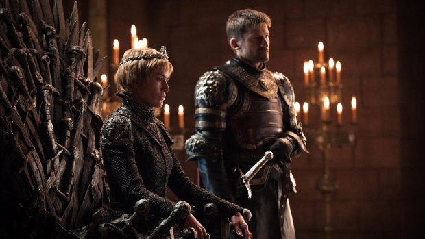 He's got a big armada: Cersei Lannister listens to Euron Greyjoy's proposal, with her brother, Jamie, on Game of Thrones.