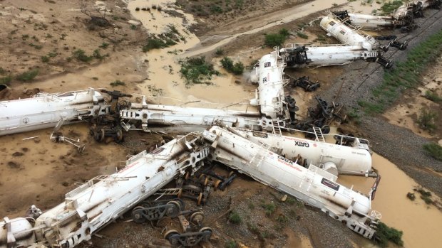 In December a train derailed carrying 819,000 litres of sulphuric acid.