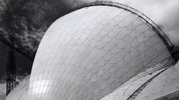 Sydney Opera House with Tilers, 1972, by Max Dupain.