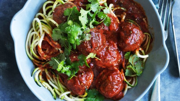 Spaghetti and meatballs becomes lamb kofta with 'zoodles'.