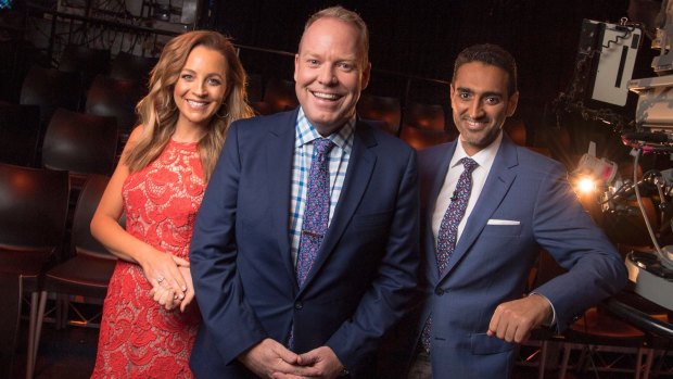 Carrie Bickmore, Peter Helliar and Waleed Aly,  at Channel 10.