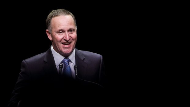 NZ Prime Minister and National Party Leader John Key delivers his victory speech in 2014.