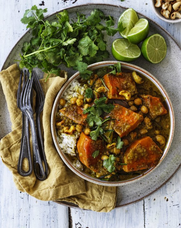 Chunky pumpkin and chickpea curry.