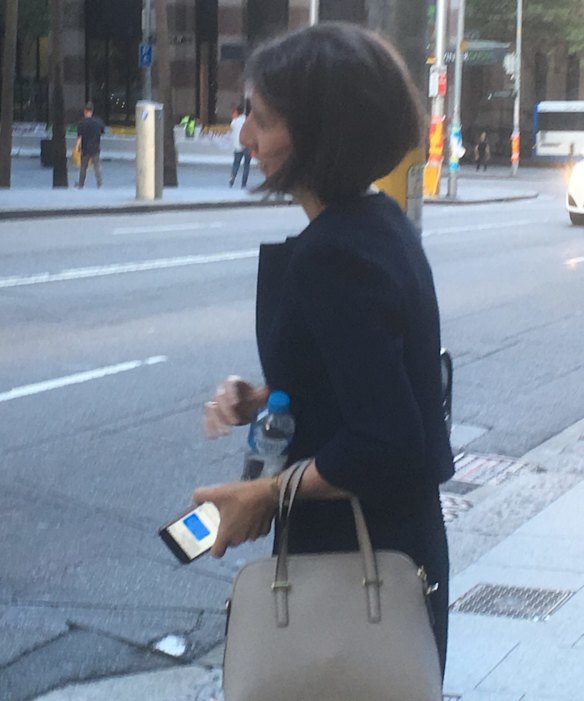 Gladys Berejiklian on her way to work on Monday. 