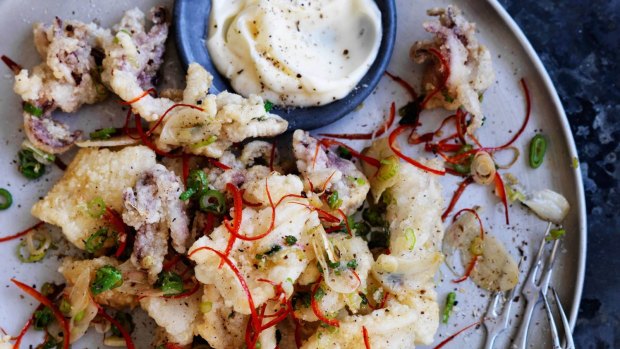 Neil Perry's salt and pepper squid with aioli. 