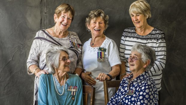 War nurses Anne Young, Janet Glasson, Terrie Ross, Margaret Sutherland and Trish Kennedy.