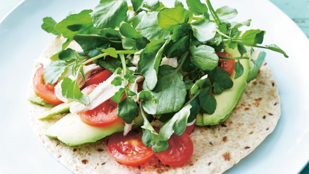 Waist-friendly: Chicken, avocado and watercress wrap, from "The Greengrocer's Diet".