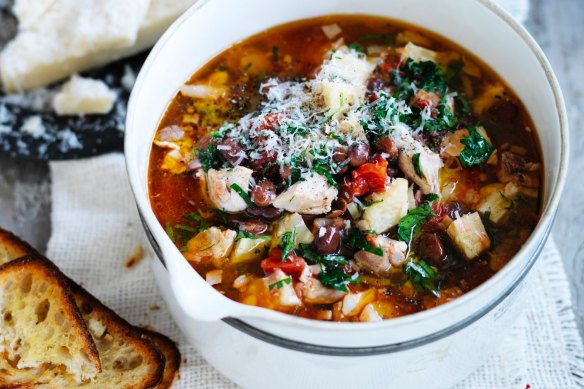 Serving suggestion: Chunky chicken and celeriac soup with garlicky grilled sourdough on the side.