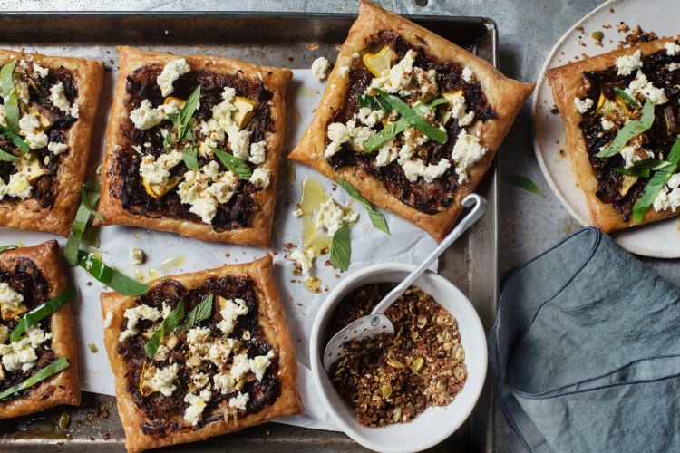 The Blue Ducks' fennel and squash galettes with goat's cheese and pangrattato crumb.