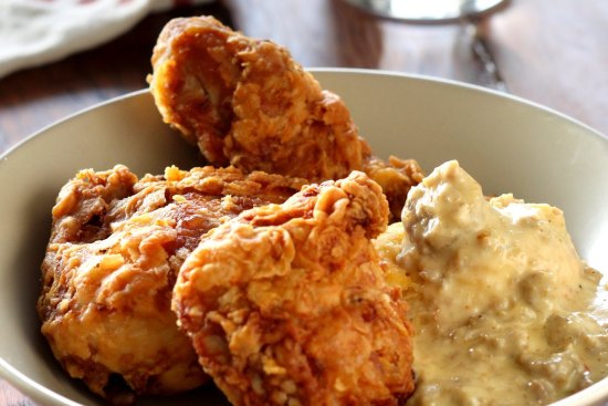 Bye bye birdie: Hartsyard's much-loved fried chicken with sausage gravy.