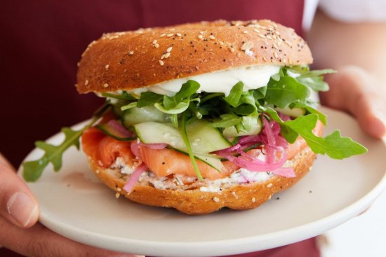 Smoked trout bagel.