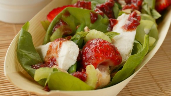 Chicken salad with strawberries.