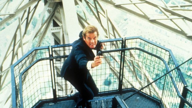 Roger Moore as James Bond in A View to a Kill.