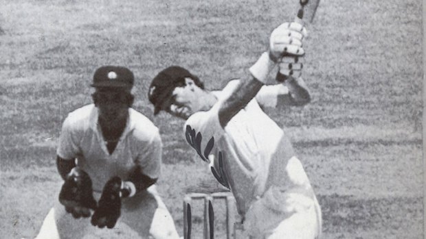 Dean Jones steps out to lift Shivlal Yadav to the fence on the second day of the first Test against India in Madras in 1986.