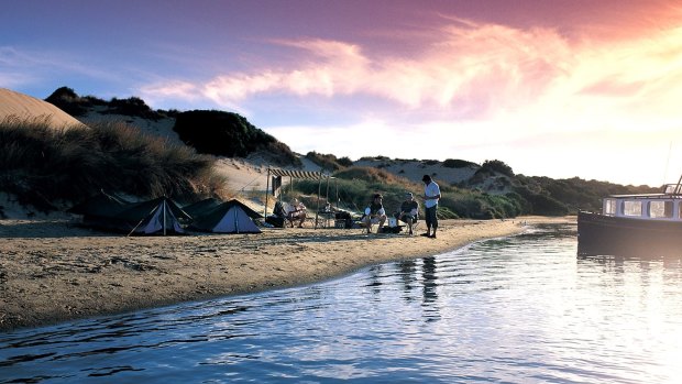 Fragile environment … camping at Coorong.