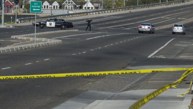 Sutterville Road is closed to traffic after the shooting.