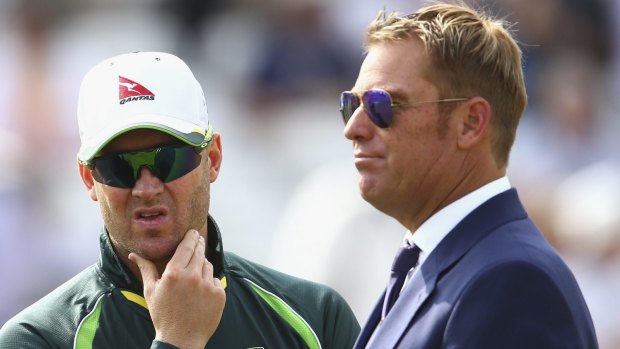 In the presence of greatness: Michael Clarke and cricketer-turned-artist Shane Warne.