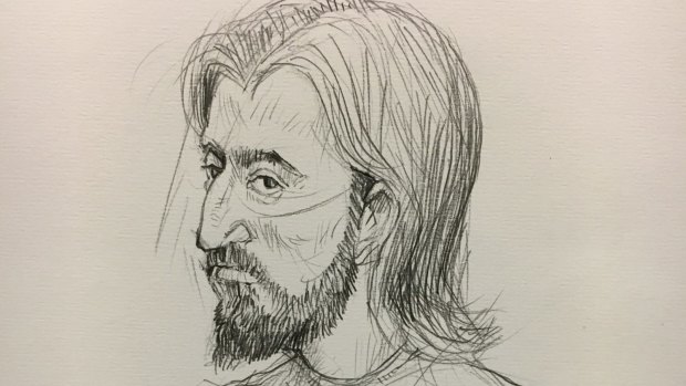 An artist's sketch of Abdullah Chaarani, appearing in the Melbourne Magistrates Court.