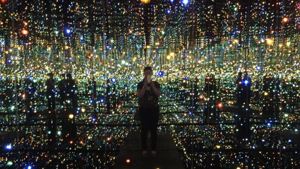 Yayoi Kusama's Infinity Mirrored Room is a popular selfie spot at the Broad Museum.