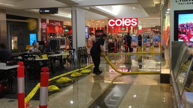 There was some flash flooding at Brookside Shopping Centre with water leaking from the ceiling.
