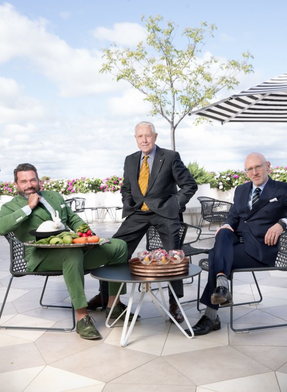 From left: Bruce Keebaugh of The Big Group, Peter Rowland of Peter Rowland Catering and Asaf Smoli of food&desire, at Flemington.