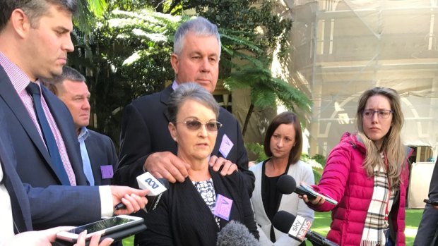 Leanne Pullen (centre) expressed anger over the parole decision.
