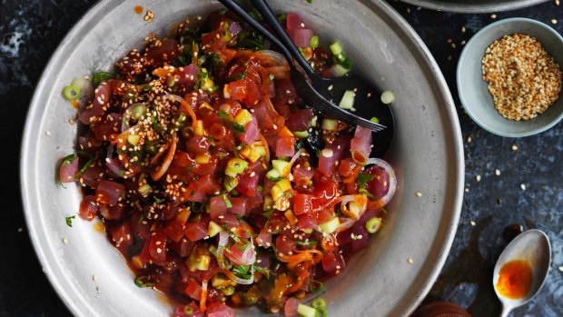 Spicy tuna tartare salad.