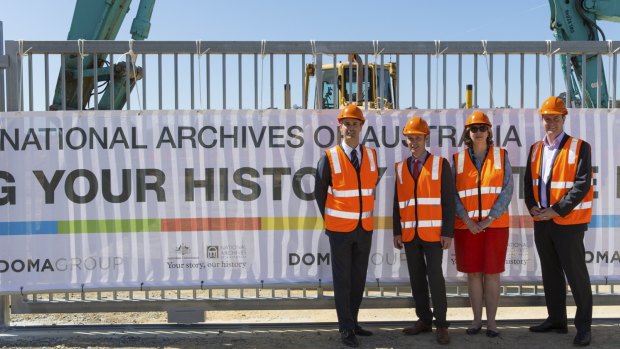 Jure Domazet (Doma Group), David Fricker (National Archives), Cheryl Watson (National Archives) and Gavin Edgar (Doma Group) at the Mitchell site.