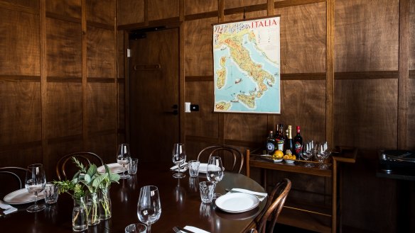 Umberto Espresso Bar's members-only room, the Rosarno Room, can be used for private dinners, card nights, watching Netflix and more.