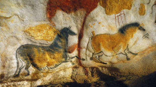 Horses in the Lascaux II caves in France.