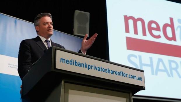 Finance Minister Mathias Cormann  at the official launch of the retail share offer.