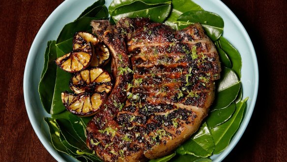 The grilled pork chop at Momofuku Seiobo in Sydney.