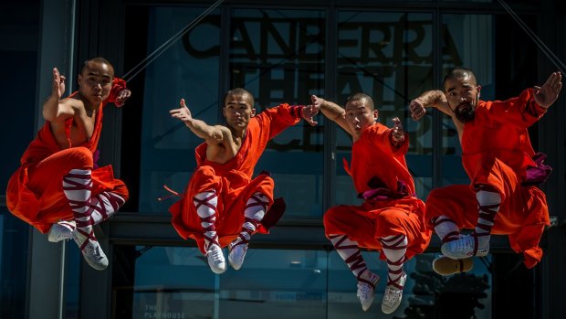Shaolin Warriors. Direct from China, the legendary Shaolin Warriors will be punching, kicking and tumbling back to Canberra for two shows only these September School holidays.(from left) Lu Zixhao, Wang Changjiu, Wang Shuo and  Wang Changnian. 