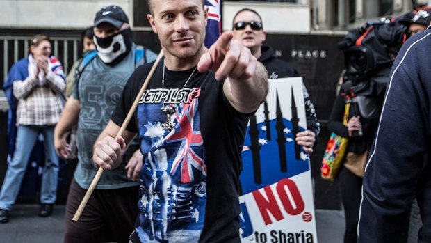 A protester in the Reclaim Australia rally at Martin Place in July last year.

