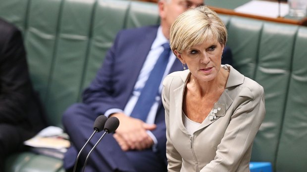 Seeking a "strong" commitment: Foreign Affairs Minister Julie Bishop speaks during question time on Thursday.