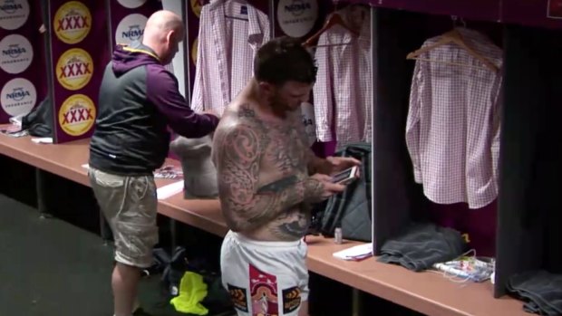 Josh McGuire on the phone during Friday's match.