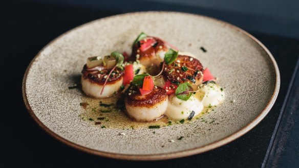 Scallops with wasabi furikake and pickled radish from Vincent. 