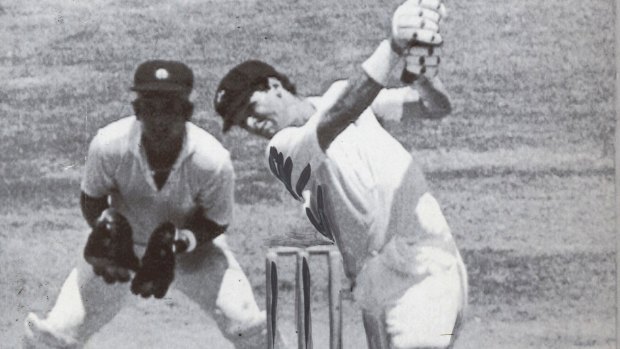 In his prime: Dean Jones steps out to lift Shivlal Yadav to the fence on the second day of the Tied Test against India in 1986.