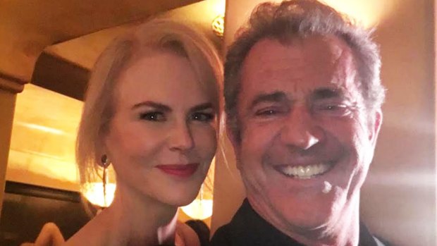 Mel Gibson takes a selfie with Nicole Kidman at the AACTA Awards. Both were nominated for an Oscar.