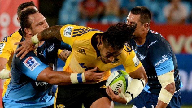 He's back: All Blacks centreMa'a Nonu pulled on a Hurricanes jersey for the first time since 2011.
