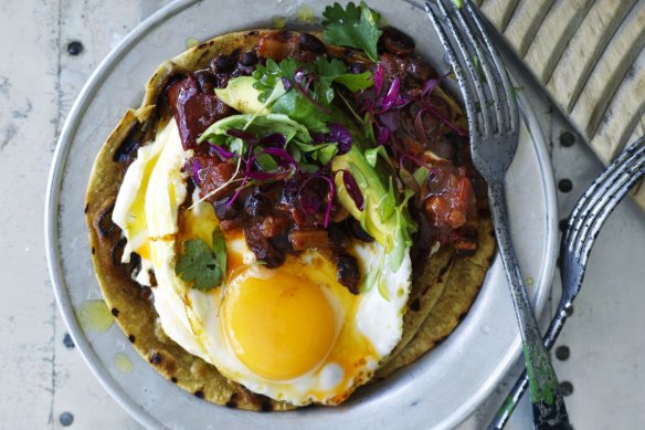 Put an egg on it! Chilli-fried black beans.