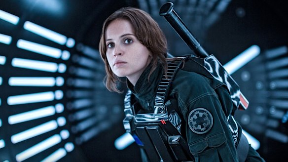 The franchise's first female action hero, Jyn Erso (Felicity Jones).