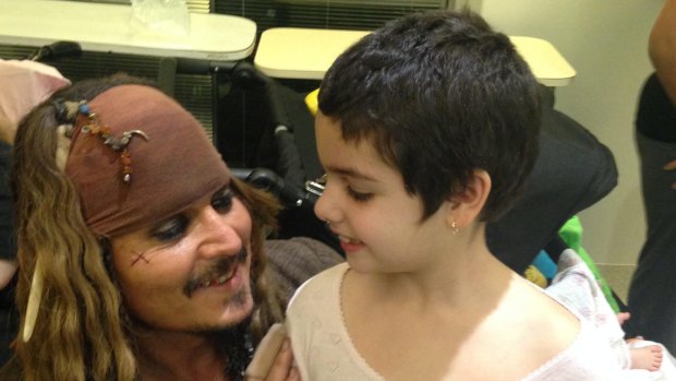 Captain Jack Sparrow meets Sienna McColl at the Lady Cilento Children's Hospital.