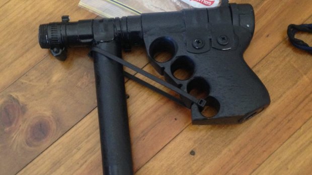A homemade "slam gun" made by Michael Holt and seized by police.