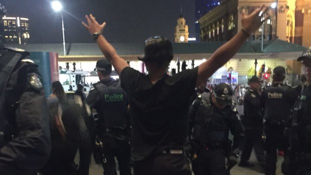 The scene at Federation Square early Sunday morning.