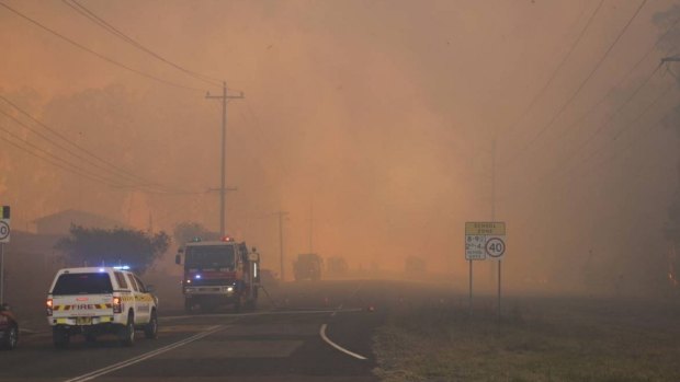 Fires are threatening properties in the Hunter region last month.