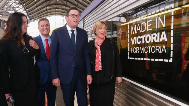 Daniel Andrews with Transport minister Jacinta Allan at Southern Cross  on Tuesday.