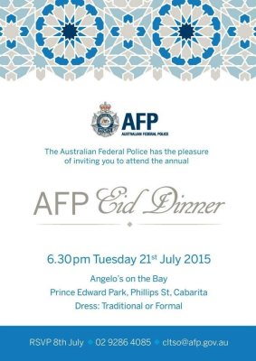 The invitation to the AFP Eid Dinner.