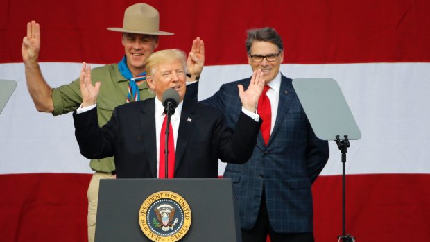 President Donald Trump at the 2017 National Boy Scout Jamboree last month.